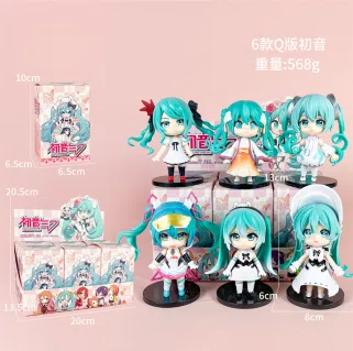 Hatsune Miku Figure Q Version Blue Hair Hatsune 6 Pieces