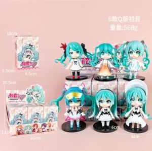 Hatsune Miku Figure Q Version Blue Hair Hatsune 6 Pieces