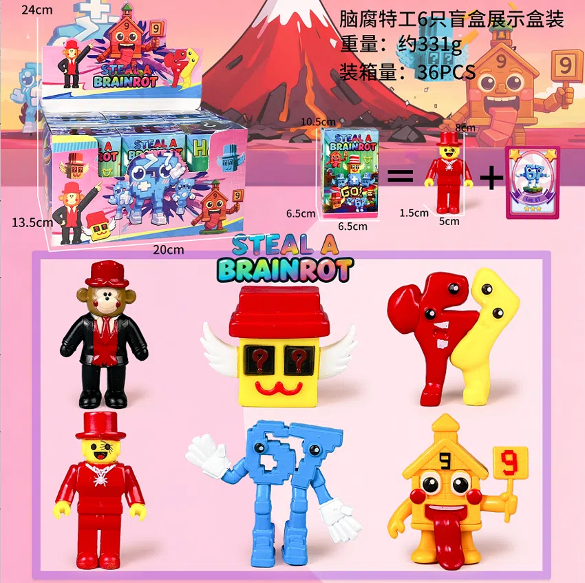 Brain-Rot Agent Figurines Blind Box with Cards 6 Types