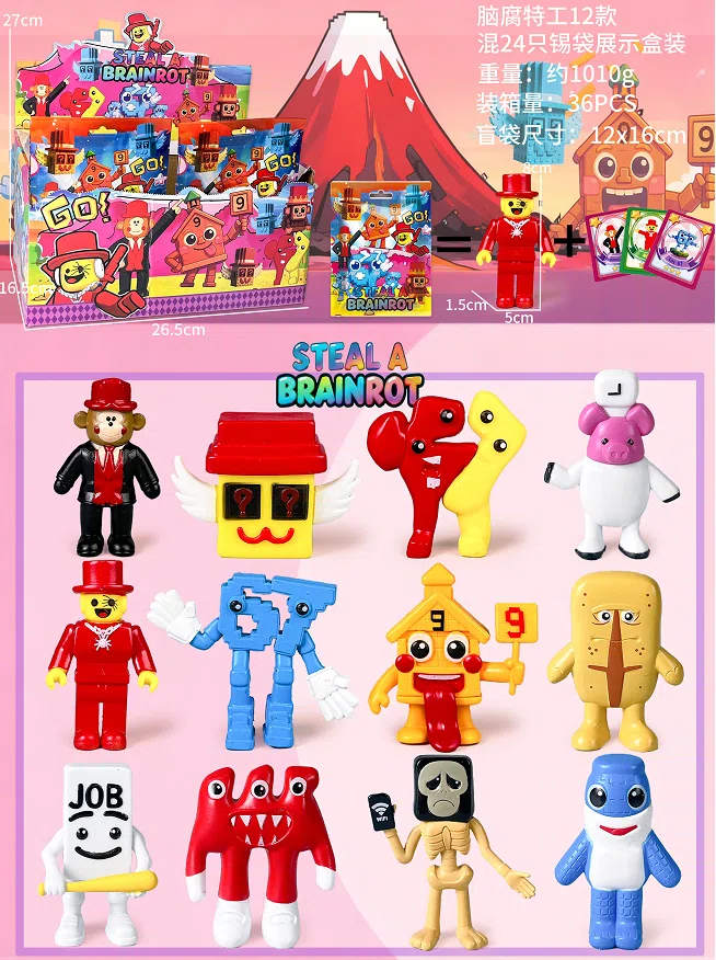 Brain-Rot Agent Figurines Blind Bag with Cards 24 Pieces
