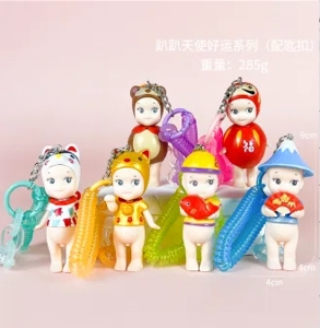 Papang Angel Good Luck Series Figurines 6 Pieces [Premium Version with Keychain]