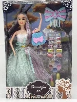 11.5-inch 9-joint evening dress long ponytail fashionable Barbie doll with bag hairpin nail set