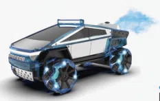 Cyberpunk Pickup Off-Road Side Car (Blue with Spray)