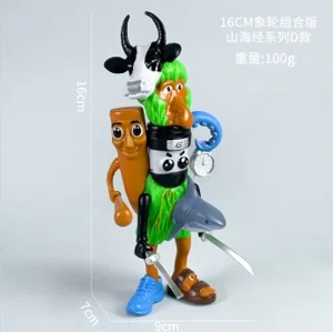 Shanhai Jing Wooden Stick Man Figure Monkey Cow Combination Edition