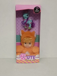 20cm plush with vinyl head and cotton-filled body with pony