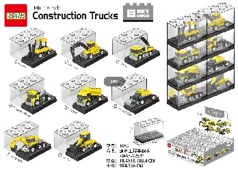 Construction Engineering Vehicle Building Blocks Transparent Collection Box