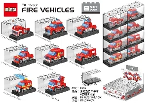 Fire Rescue Vehicle Building Blocks Transparent Collection Box