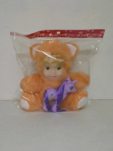 20cm plush with vinyl head and cotton-filled body with horse