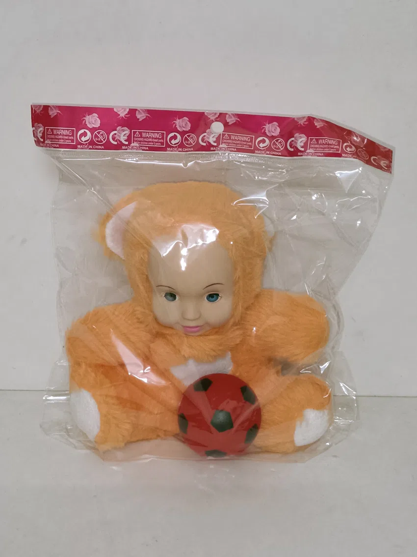 20cm plush with vinyl head and cotton-filled body with vinyl ball