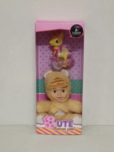 20cm plush with vinyl head and cotton-filled body with pony