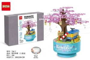 Small Particle Building Block Music Box - Cherry Blossom Story (396PCS)