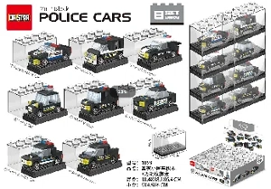 Thunder Mini Police Car Building Blocks Transparent Collection Box