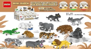 12 ferocious animal micro-building block gachas