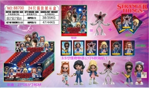 3.5-inch Stranger Things Figure Single 3 Cards Tin Bag 24 Tin Bag Display Box Cards and 6 Figures Random