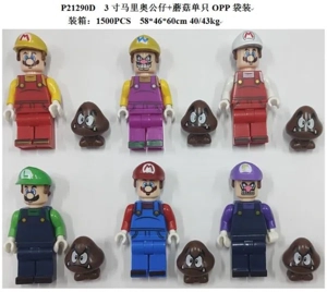 3 inch Lego Mario dolls single mushroom OPP bag 6 types