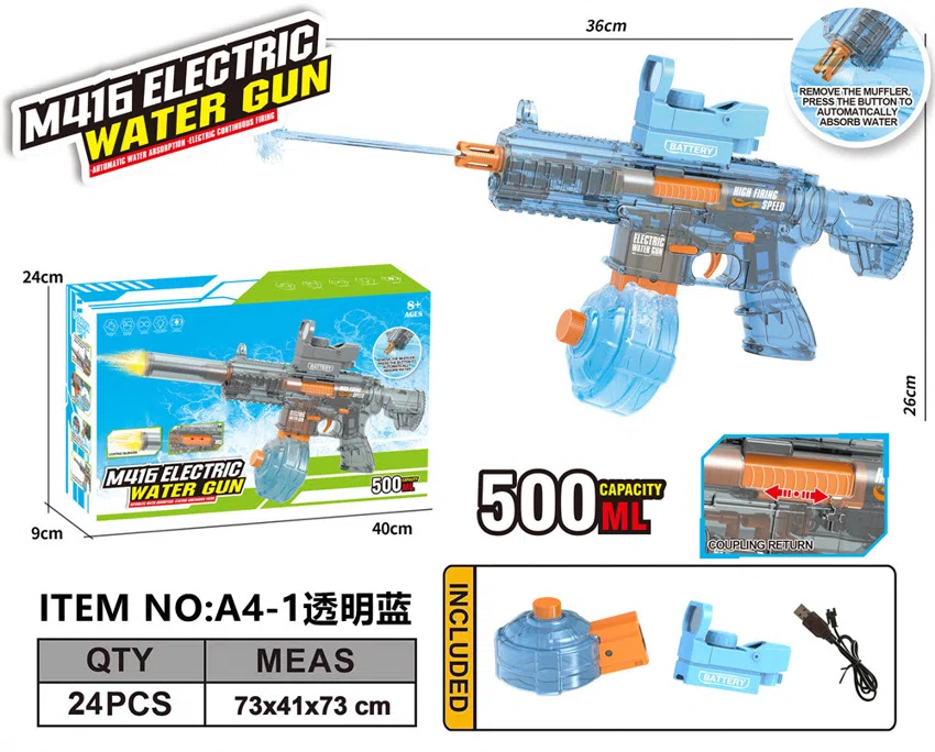 M416 High-Speed Electric Self-Priming Water Gun (Water Capacity 500ML)