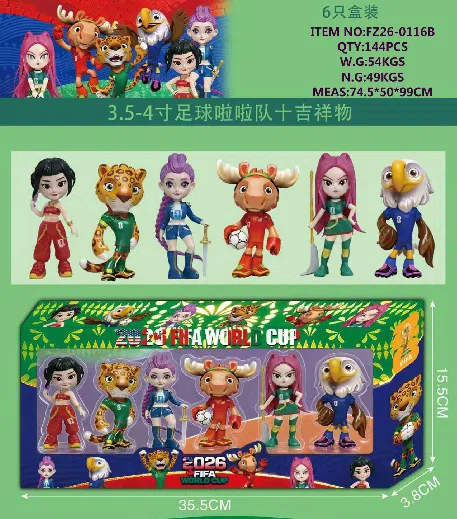 3.5-inch mascot doll 4-inch cheerleader 6 pieces box