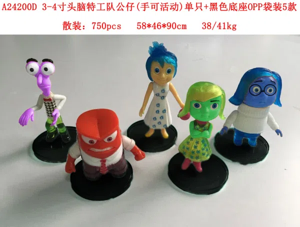 3-4 inch Inside Out Doll (Hand Movable) Single Black Base OPP Bag Comes in 5 types