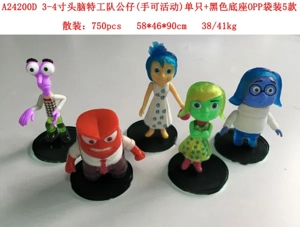 3-4 inch Inside Out Doll (Hand Movable) Single Black Base OPP Bag Comes in 5 types