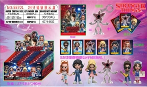 3.5-inch Stranger Things Figure Single (with Keychain) 3 Cards Tin Bag 24 Tin Bag Display Box Cards and 6 Figures Random