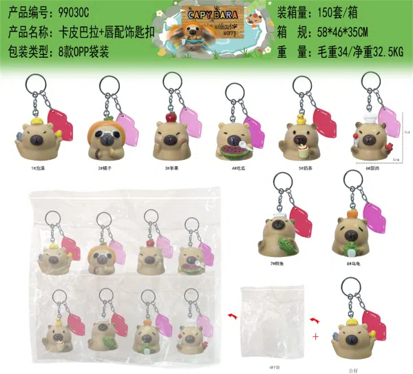 Roly-Poly Capybara Lip Accessory Keychain