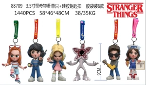 3.5-inch Stranger Things Single Silicone Keychain Plastic Bag 6 Types