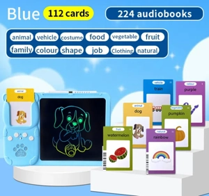 Cross-border Bestselling Early Education Card Machine 8.5-inch Handwriting Board All-in-one Machine Children's Learning, Drawing, Educational Toy Handwriting Board Card-in Early Education Machine Bilingual Learning Machine (Italian English)