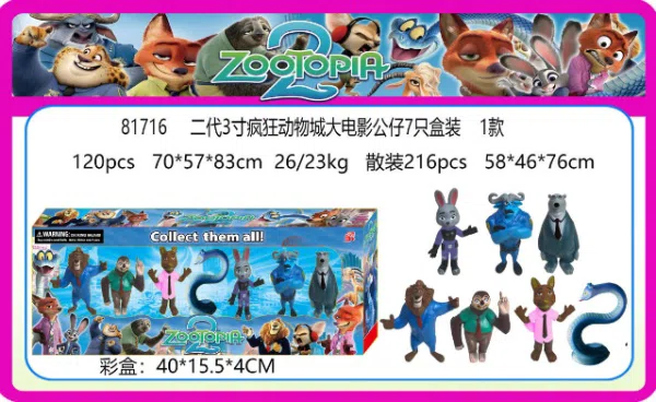 The second generation 3-inch Zootopia movie doll 7 pieces box set 1 model