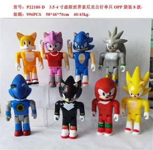 3.5-4 inch virtual world Sonic dolls are packed in 8 models per OPP