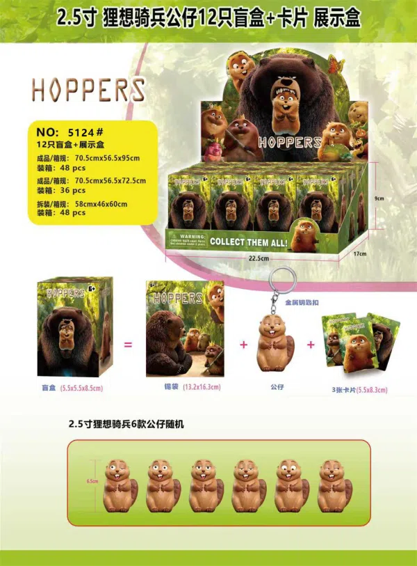 2.5 inch PVC material raccoon 12 display box tin bag blind box (with iron keychain) is disassembled and assembled