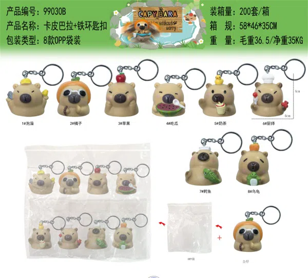 Roly-Poly Capybara Iron Ring Keychain