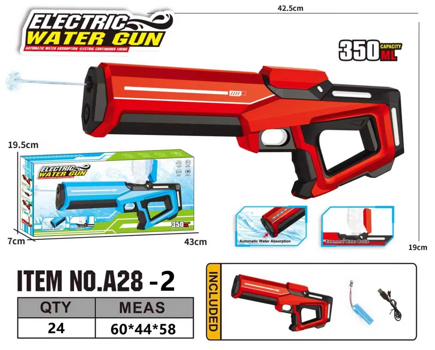 Space Electric High-Speed Continuous-Fire Water Gun No Self-Priming No Light (Water Capacity 350ML)
