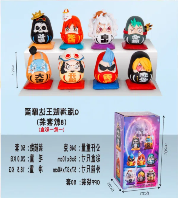 Chibi One Piece Daruma Egg 8-Piece Set, One Box Per Figure