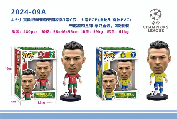 4.5-inch POP football star live-action version of Cristiano Ronaldo and Messi single box (enamel head, PVC body) 2 types mixed