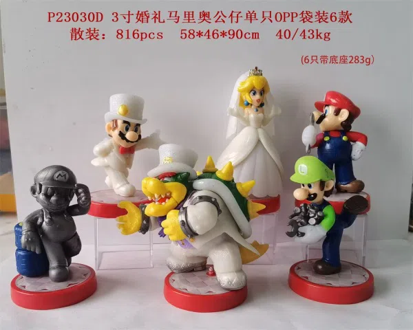 3 inch wedding Mario doll single OPP bag 6 types