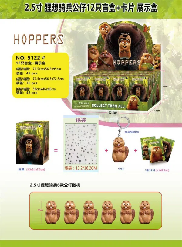 2.5 inch PVC material raccoon thought of 12 blind box blind bags display box loose disassembly