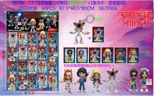 3.5-inch Stranger Things Figure Single (with Keychain) 1 Card Plastic Bag 6 Types 20 Large Sheets Cards and 6 Figures Random