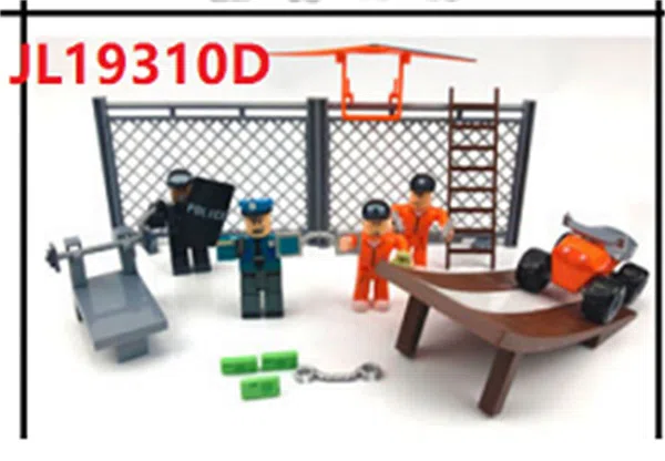 2.5 inches-3 inches virtual world prison escape dolls 4 pieces paragliding fitness table barbed wire motorcycle ramp accessories OPP bag