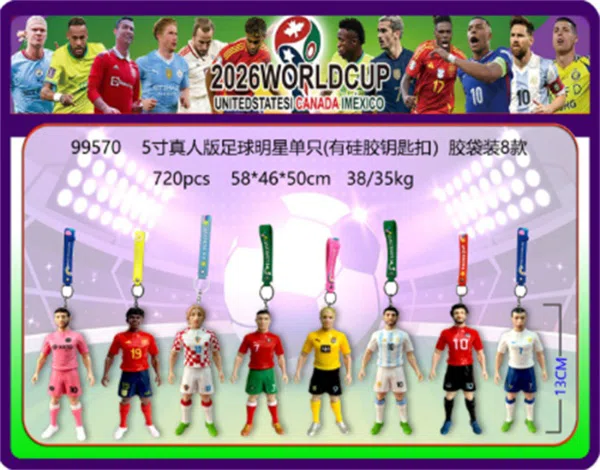5-inch Real-Life Soccer Star Single (With Silicone Keychain) Bag 8 Versions