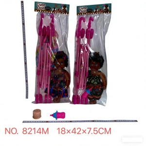 12-inch black girl doll, 2 clothing styles mixed, 45CM stroller, music PVC card head bag