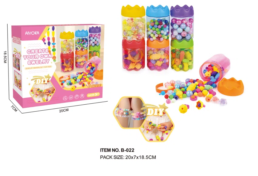 DIY Pop Bucket Exquisite Beads (6 Storage Bottles)