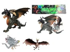 Black Large Flying Dragon with 2 Small Dragons