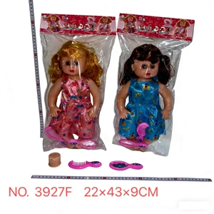 New 16-inch bendable leg girl doll with butterfly and dragonfly printed dress, comb, mirror, PVC card head bag