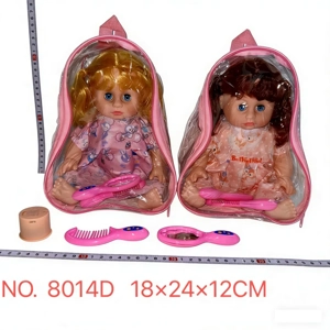 14-inch bendable leg girl doll with fox and rabbit dress, comb, mirror, music, backpack