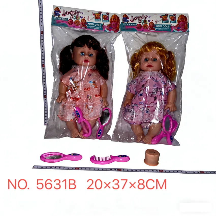 New 14-inch bendable leg girl doll with printed rabbit and fox dress mixed, comb, mirror, PVC card head bag