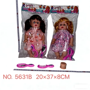 New 14-inch bendable leg girl doll with printed rabbit and fox dress mixed, comb, mirror, PVC card head bag