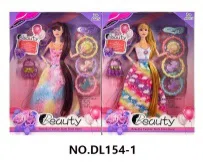 11.5 inch solid movable joint fashion long-haired Barbie doll with handbag, hairpin, bracelet, hair accessory set