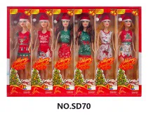 11.5-inch fully articulated Christmas Barbie doll, set of 6
