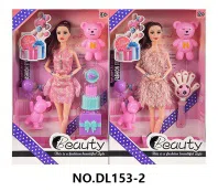 11.5 inch solid movable joint fashion Barbie doll with bracelet, bear doll, balloon bear, birthday set