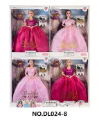 11.5-inch real body movable joint fashion dress Barbie doll, with bracelet, earrings, handbag, necklace, set of 4